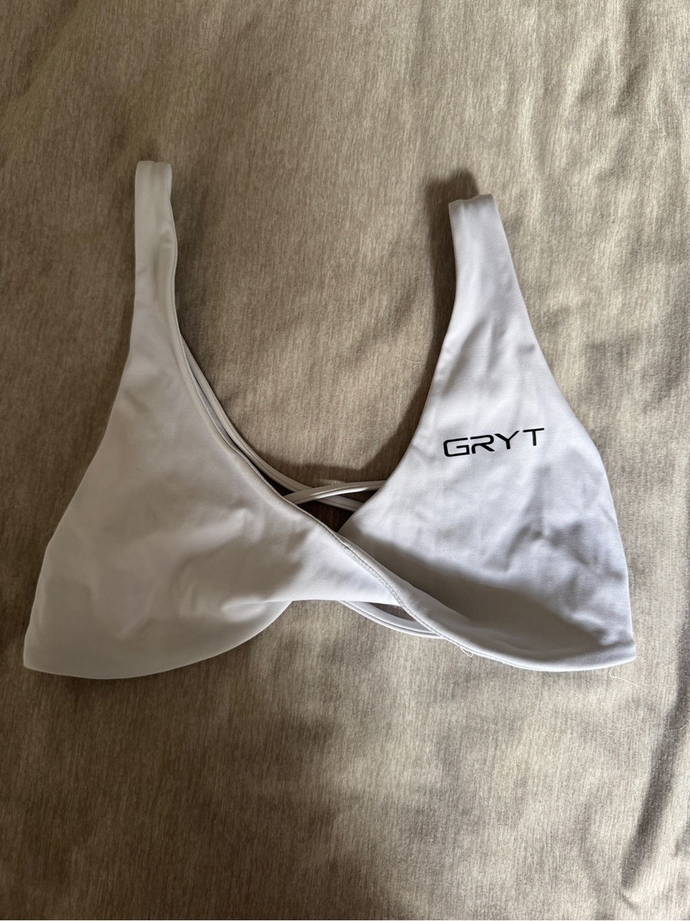 Women's White Twist Front Cross Back Sports Bra